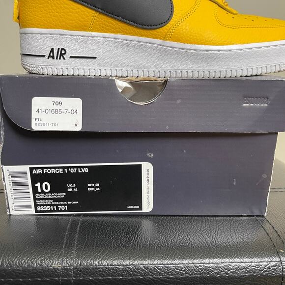 Nike x NBA Air force 1 Amarillo Large black swoosh yellow mens 10 - Picture 11 of 11